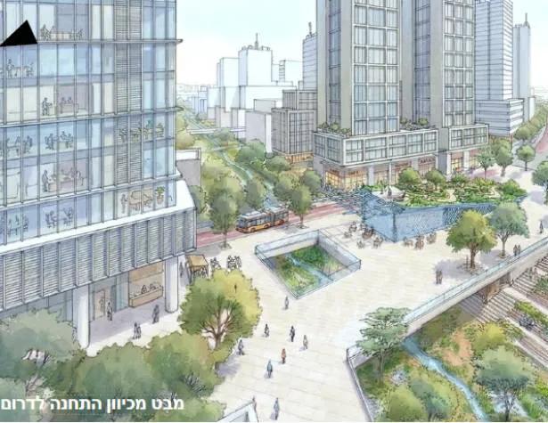 הדמיה מתחם 8 מודיעין מכבים רעות. קרדיט: מנעד אדריכלים